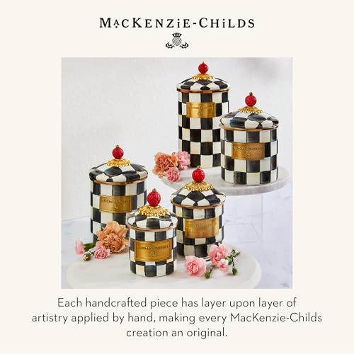 MACKENZIE-CHILDS Enamel Canister, Versatile Kitchen Storage Container for Flour and Sugar, Demi, 24-Ounce Capacity, Black-and-White Courtly Check - color: Courtly Check