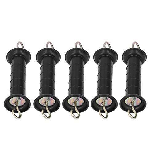 Electric Fence Handle 5Pcs Insulated Gate Grip Bar, electric fee handles Electric Fence Gate Handle, electric fee ga handles with Metal Hook, 9.65 x 2.17in Sturdy PP Spring Handle for Farm Pasture