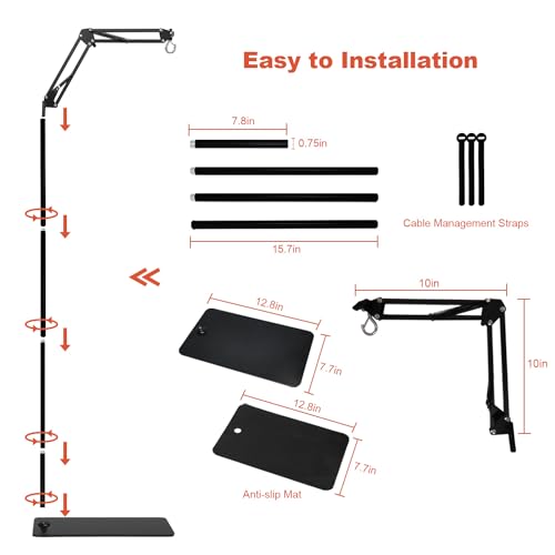 Reptile Lamp Stand, Adjustable 15.7 to 74.3 in Heat Lamp Metal Bracket Floor Light Holder for Lizards Bearded Dragons Chicks Terrarium Tank - size: XXL