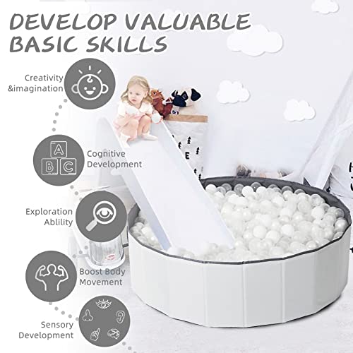 Ball Pit for Toddlers Babies Dogs Cats Iinfant Children, Foldable Ball Pits Play Tent, Crawl Playpen Ball Pool with Storage Bag, Surprise for Boys Girls Festival (Balls Not Included), White - color: White