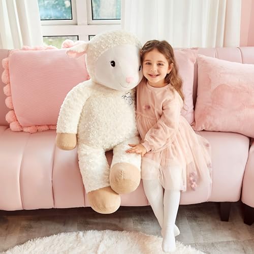 IKASA 30" Giant Sheep Stuffed Animal - Jumbo Soft Kawaii Plush Toy for Kids & Girlfriend (White) - style: Sheep