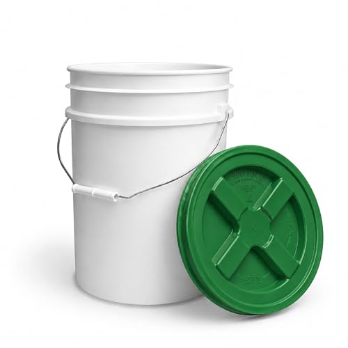 ePackageSupply 5 Gallon Bucket - Food Grade Bucket with Airtight Gamma Seal Screw-On Lid, BPA-Free, Heavy-Duty 90 Mil HDPE Plastic, Bulk Storage, Durable Container, Made in USA, White/Green, 3 Packs - color: White/Green, size: 3 Packs