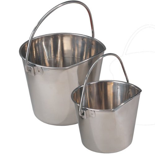 Pro Select Stainless Steel Pet Pail, 1-Quart Size – Heavy Duty Flat Sided Pail Great for Providing Water in Pet Kennels - size: 1-Quart