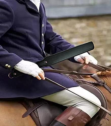 14 inch Faux Leather Paddle,Riding Crop for Horse Training, Stainless Steel Handle - color: Black