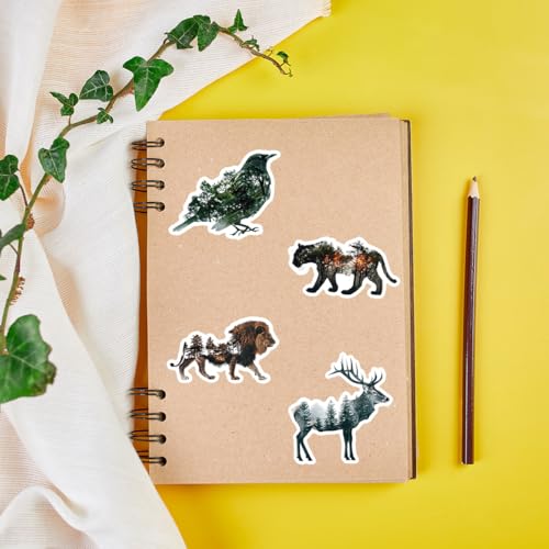 50 Pcs Nature Animal Doodle Stickers Waterproof Vinyl Decals for Water Bottle, Computer, Phone Creative Stationery Stickers Wholesale - color: Nature