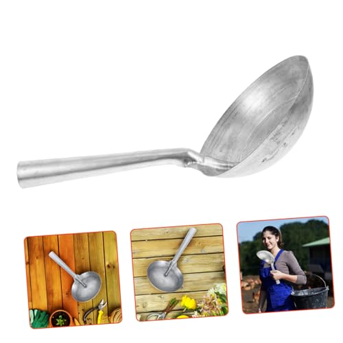 TOYANDONA Heavy Duty Iron Ladle for Farm Use Ergonomic Handle Water Scoop for Feeding Livestock and Grains Cooking Spoon with Polished Finish