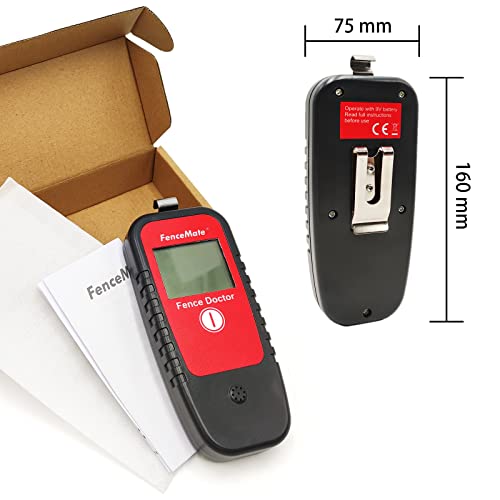 FenceMate Digital Fence Tester Fault Finder for Fence Volt up to 19.9 kV | Cordless Fence Detector up to 19,900 V, Fence Scout, Diagnose Current (Amp) & Flow Direction, 9V Battery, Belt Clip Included