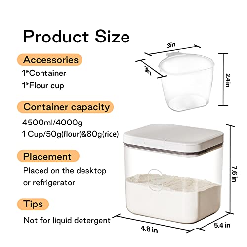 Flour Storage Container 4.5L with Easy-to-Use Dispenser - Perfect for Bakers and Cooking Enthusiasts - color: 4.5 L