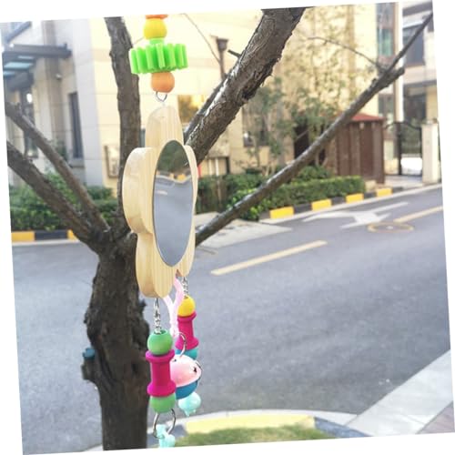 Wooden Chicken Mirror Toy Bells Hanging Mirror for Chicken Coop Fun and Play Promotes Intellectual Development and Healthy Growth Accessories