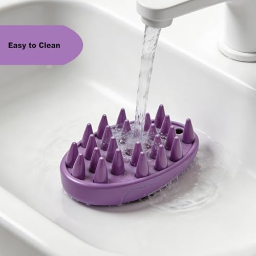 Rubber Curry Brush for Short Haired Dogs, Gentle Curry Comb with Long Pins, Use Wet as Bath Scrubber or Dry for Grooming Loose Hair
