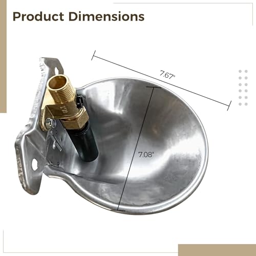 Livestock Brass Valve Waterer, Auto Fill, Stainless Steel Bowl, Farm Use
