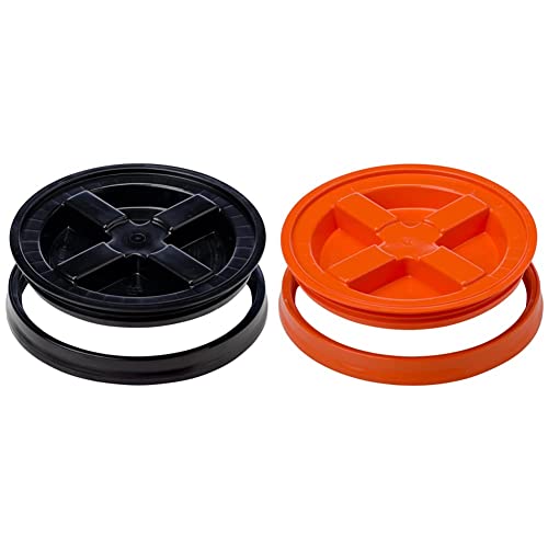 Gamma2 Gamma Seal Lid - Pet Food Storage Container Lids - Black and Orange