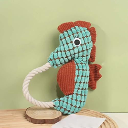 Pet Bite Resistant Teeth Grinding Pet Plush Toy Interactive Dog Toy - color: Green seahorse