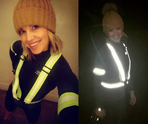 Safety Straps Reflective Vest for Running Hi Vis Suspenders Reflective for Men Women Fully Adjustable - color: 10 X Green