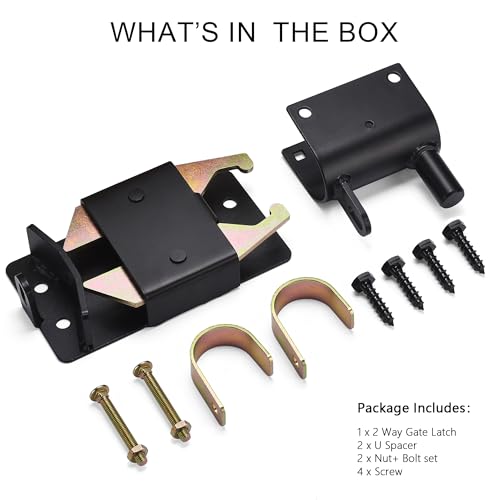 2-Way Heavy Duty Farm Gate Latch - Lockable Fence Gate Latch for Metal Tube Gates, Livestock Cattle, Horse Corrals, Ranches, Pastures, Pet Cages & Fences (Screws & Instructions Included)