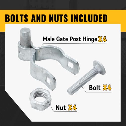 VIVIDA 2-3/8" Chain Link Gate Hinge, Galvanized Male Post Hinge, for 2-3/8" OD Post, Chain Link Fence Hardware, 4 PCS - size: 2-3/8" (4 PCS)