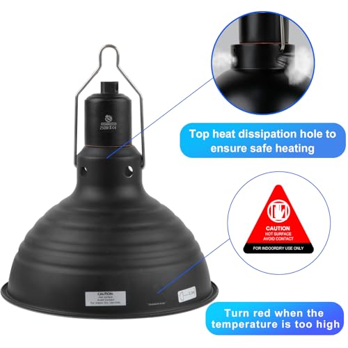 8.5 Inch Reptile Light Fixture Dome Heat Lamp Fixture UVB Heat Basking Lamp Fixture for Amphibian Reptile Terrariums,E26 Base