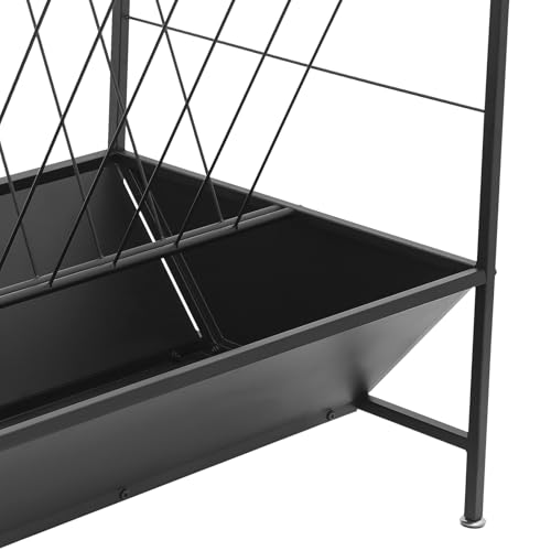 Pasture Hay Feeder, Metal Livestock Feeding Trough with 30 Gallon Feed Pan & 50 Gallon Grass Rack, Heavy Duty Livestock Hay Feeder for Goats, Sheeps, Horses