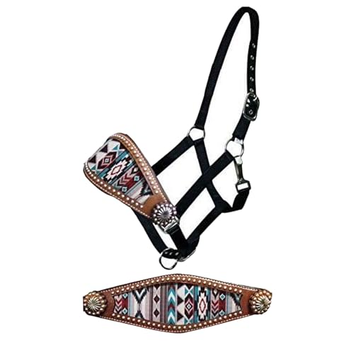 Showman Navajo Diamond Print Leather Bronc Halter