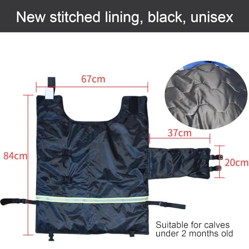 Calf Winter Jacket, with Warming Insulated Design, Black, Wearable Cattle Coat Blanket, Livestock Winter Warming Coat, Adjustable Straps, for Calves, Goats, Sheep, Horses and Cows