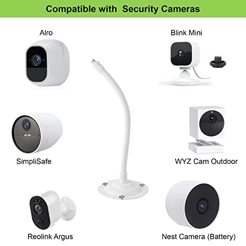 Mippko 2 Pack Camera Flexible Wall Mount Holder Compatible with Arlo/Blink/Reolink/Nest/Wyze/SimpliSafe Camera,Adjustment 8 inch Long Gooseneck Arm with Metal Base,1/4"-20 Threaded Screw,White - color: White