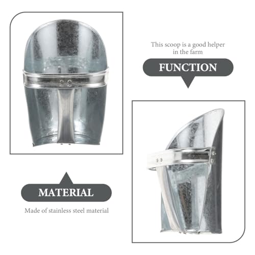 POPETPOP Stainless Steel Feed Scoop for Livestock Large Heavy Duty Food Shovel Ergonomic Handle for Farm Use Poultry and Animal Feeding