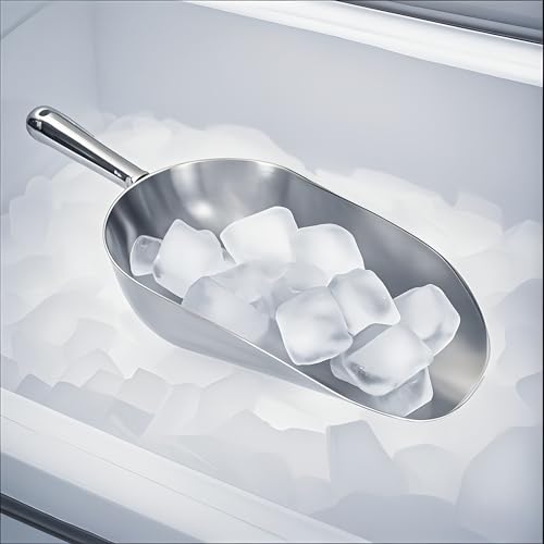 Heavy-Duty Cast Aluminum Kitchen Scoop - Rust-Proof, Ergonomic S-Handle Ice Cube Endurance Scoopfor Ice, Candy, Popcorn, Coffee Beans, Flour & Pet Food - Commercial-Grade Durable Design (S(5oz)) - size: S(5oz)