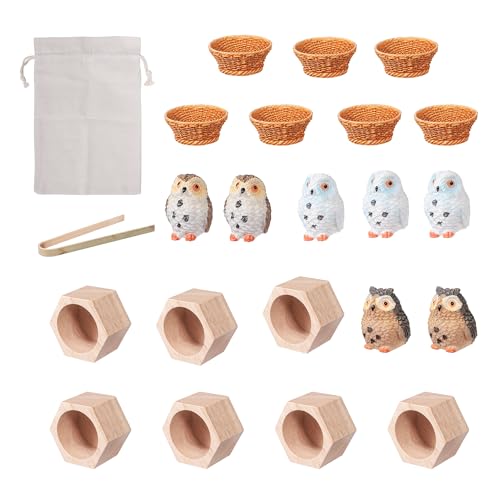 Sorting Stacking Wooden Toys for Toddlers, Owl Montessori Toys Toddler Sensory Bin Tool Toy, Wood Owl House Fine Motor Skill Toy Early Learning Preschool Educational Gift for Kids - style: Owl Toys