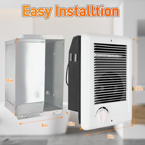 New Upgrade CSC151TW Electric Wall Heater - Fast & Efficient Heating with Built-in Thermostat, 1500W/120V, 5120 BTU, Complete Unit, White (White)