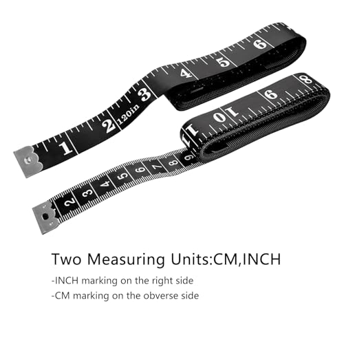 GDMINLO 2 Pack Sewing Tape Measure120Inch/300cmDouble-Scale Soft Tape Measuring Body Weight Loss Medical Body Measurement Sewing Tailor Cloth Ruler Dressmaker Flexible Ruler Tape Measure (Black)