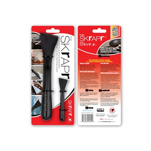 Plastic Scraper Tool, 2 Pack, Non-Scratch, 1.7 Inch Wide Blade, Long Ergonomic Handle, Heat Resistant (460F), Dishwasher Safe - Clean Ovens, Countertops, Hard Floors, Walls, and Windows