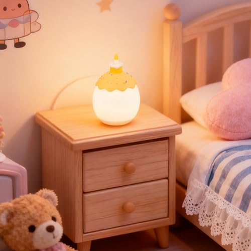 Silicone Night Light for Kids, Egg Baby Nursery Night Lamp with 3-Level Dimming & 30-Min Timer, Portable nightlight for Kids Bedroom,Birthday Cake-Shaped Night Light - color: White-Birthday Cake