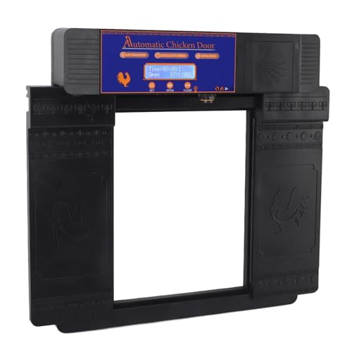 Automatic Chicken Coop Door, Lightweight Durable Solar Powered with Timer and Infrared Anti Pinch Sensor, for Poultry Coop Chicken Duck Goose (Black) - color: Black