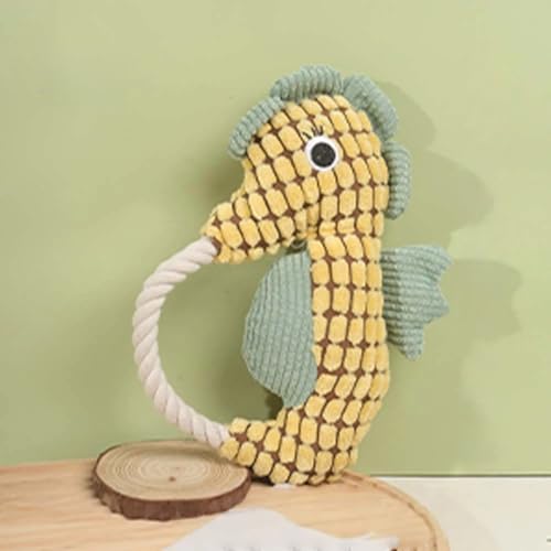 Pet Bite Resistant Teeth Grinding Pet Plush Toy Interactive Dog Toy - color: Yellow seahorse