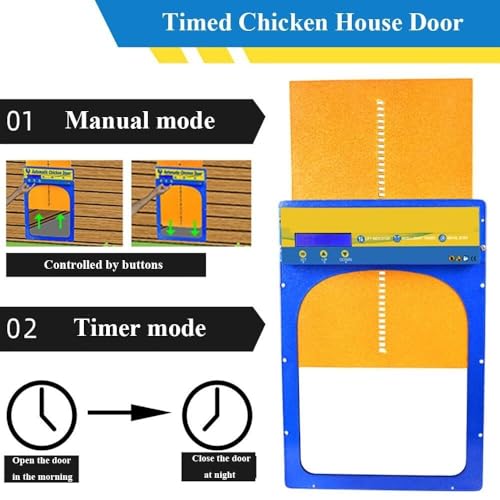 Automatic Chicken Coop Door,Aluminum Waterproof Electric Coop Door,Solar Powered Door Opener with Adapter,4 Modes with Timer & Light Sensor and Remote Control,Anti-Pinch Design