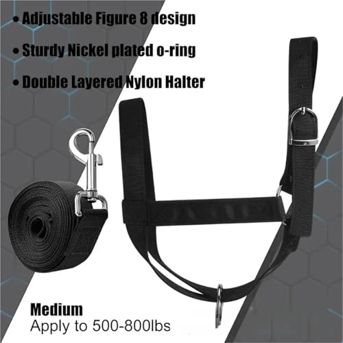 Rope Halter for Horses 2pcs Durable Adjustable Halter for Horses Cattle with Heavy Duty Lifting Rope Equestrian Gear
