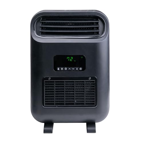 Comfort Zone 18" Wall Mount & Freestanding Space Heater – 1500W Electric Heater with Remote, Digital Thermostat, ECO Mode & 12H Timer – Portable or Wall-Mounted Personal Fan - size: 18-inch