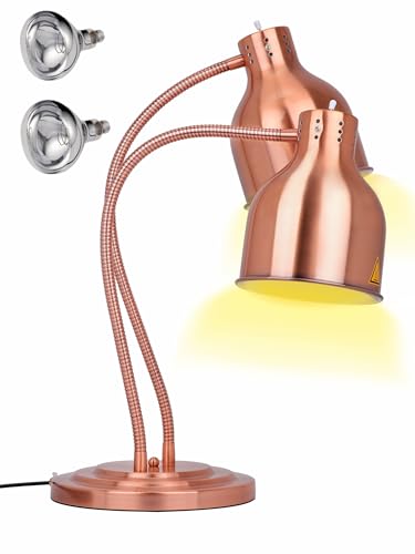 Food Warmer Lamp Heat Lamp with Bulbs for Food Heating Lamp Commercial Food Buffet Warmer Lamp Restaurant Food Service - color: Red Copper