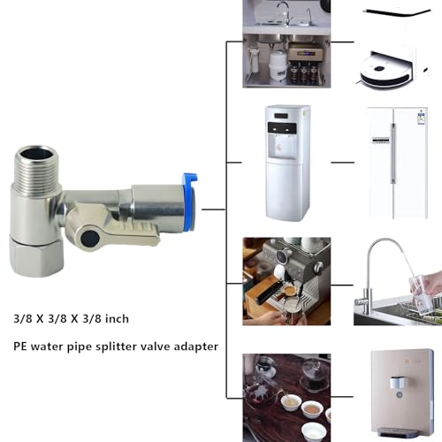 3/8" x 3/8" x 3/8" Tee Stop Valve, Stainless Steel RO Water Adapter | 1-Piece stainless tee valve for RO filters, coffee, ice makers & fridge water splitters. Durable, leak-proof connection. - style: 3/8*3/8*3/8Three-Way Ball Valve