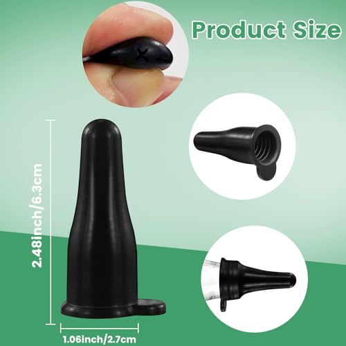 6-pack of black silicone goat nipples that snap onto the mouth of a common cola bottle, reusable and easy to clean, suitable for feeding lambs and goats