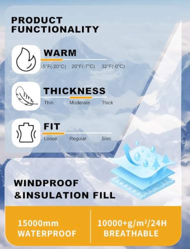 GSOU SNOW Men Women Snowboard Pants-Baggy Ski Snow Bibs | 15K Waterproof Overalls,Insulated Windproof Breathable,Detachable Shoulder Straps - color: Black, size: Small