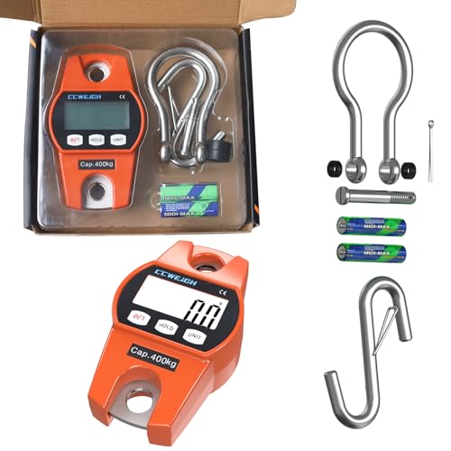 Hanging Scale Handheld 880lb/400kg Crane Scale Luggage Scale,with ABS Plastic case & Big LCD Display, Portable Digital Mini Crane Scale Fishing Scale,for Gym,Hunting,Travelling - color: Orange(880lb/400kg)