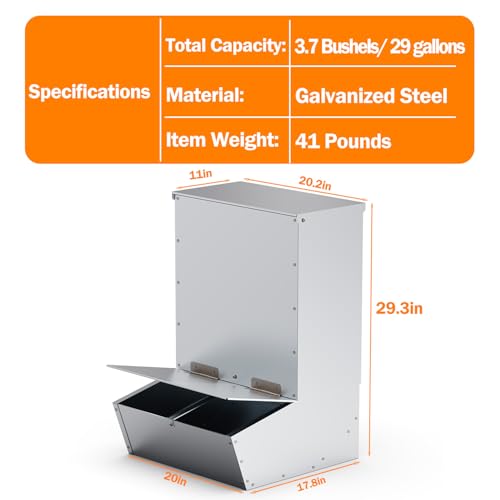 2 Door Hog Feeder, Heavy Duty Steel Piglets Feeder, 3.7 Bushels Pig Feeder, Livestock Feeder for Feeding up to 8 Pigs