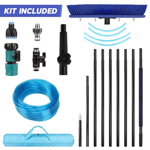 Solar Panel Window Cleaning Brush and Pole, 26FT Adjustable Window Cleaner Brush & Water Fed Pole Kit, Solar Panel Cleaning System Window Washing Equipment Tool - size: 26ft