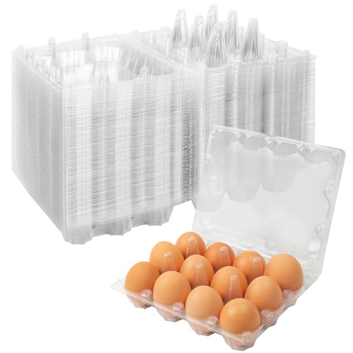 120Pack Egg Cartons Cheap Bulk One Dozen Clear Egg Cartons for Home Ranch Chicken Farm, Commercial Business Market Display, 3x4 Grids - size: Medium, style: 3x4Grids-120count