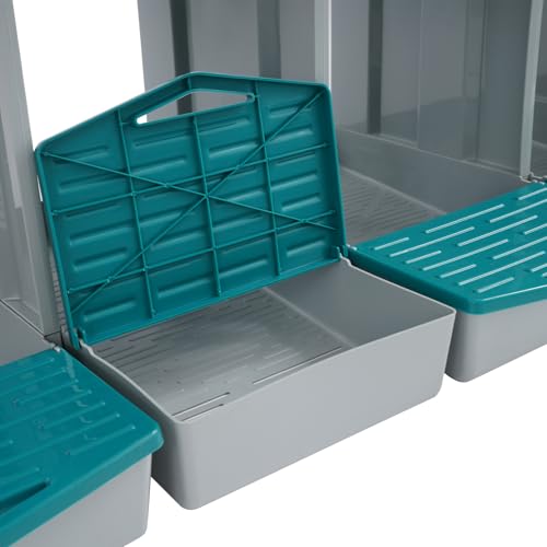 Chicken Nesting Box, 4 Compartment Hen Laying Boxes with Egg Collection, Wall Mountable Roll Away Nest, Heavy Duty Chicken Coop Laying Box for Home, Outdoor, Farm, Backyard (Green+Grey) - color: Green+Grey