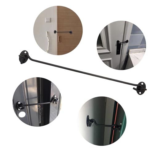 2PCS 14 Inch Stainless Steel Barn Door Hook and Eye Latch Black, Long Privacy Cabin Door Swivel Window Hook, Heavy Duty Gate Latch Holder Easy Lock- for Sliding Door, Garage, Shed, Window - size: 14 Inch - Black