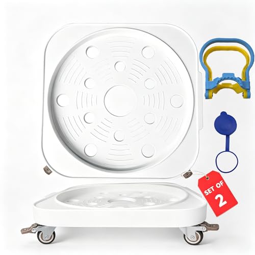 2-Pack 11" 5-Gallon Water Bottle Jug Caddy with 4 Rolling Swivel Casters - Heavy-Duty 5-Gallon Bucket Dolly & Plant Stand, Blue (2, White) - color: White