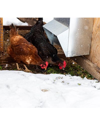 vensovo Galvanized Chicken Feeder - 25Lbs Outdoor Waterproof Metal Feeder with Lid, Coop Food Dispenser No Waste for Chicken, Haning or Stand