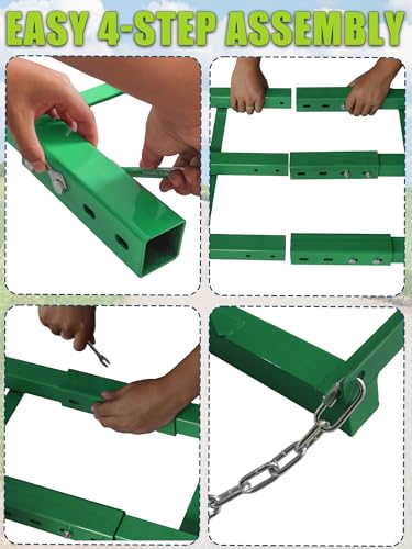 4ft Heavy Duty Drag Harrow for ATV, UTV, Tractor - Adjustable Tow Behind Leveling Rake with Weight Tray for Driveway Grader, Lawn, Field, Pasture, Food Plot Maintenance, Green(48 inch) - size: 4 ft